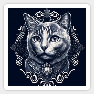 Victorian Kitty Portrait 3 Sticker